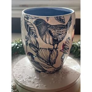 Blue & White Pottery Tumbler, Vase, Kitchen Utensil Holder/ Bird-PolkDot-Stripes